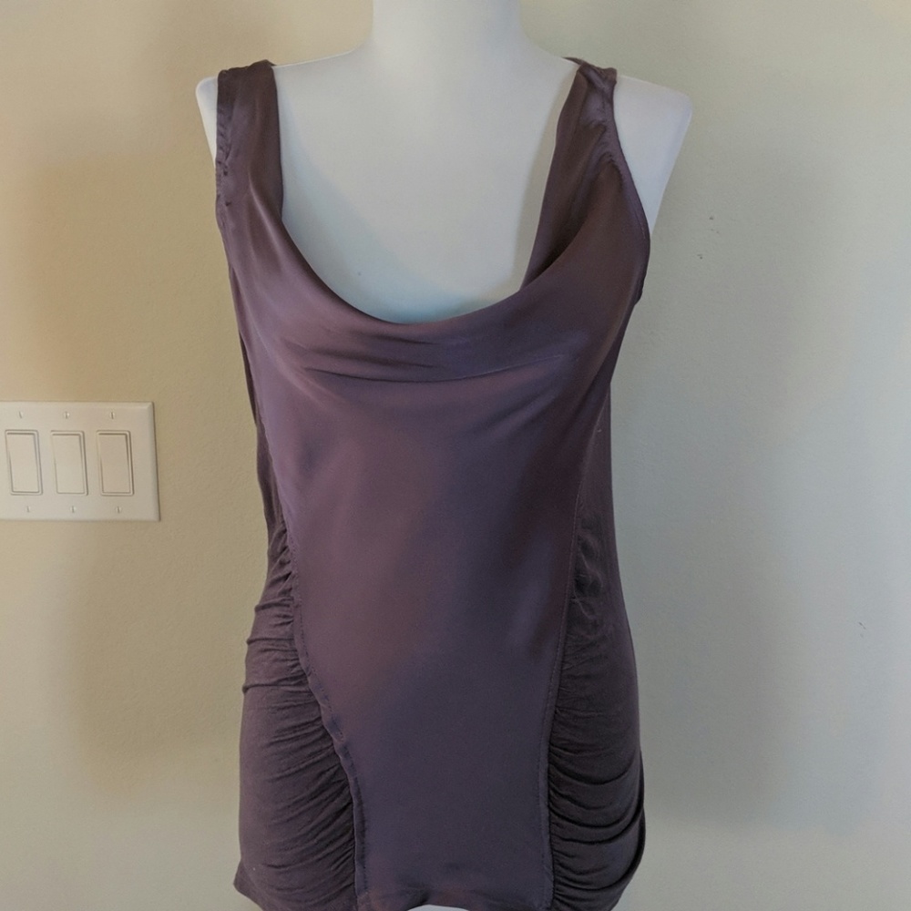 Womens Cotton Knit and Silk Front Drape Tank